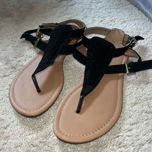 Brand new black and gold sandals